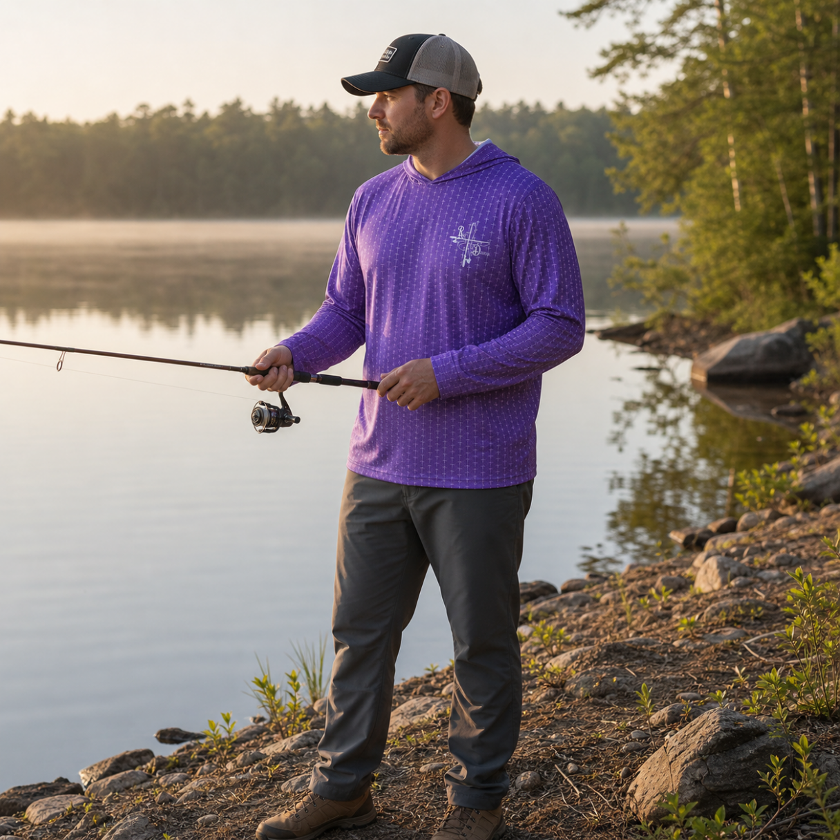 Purple Cross Fishing Hoodie