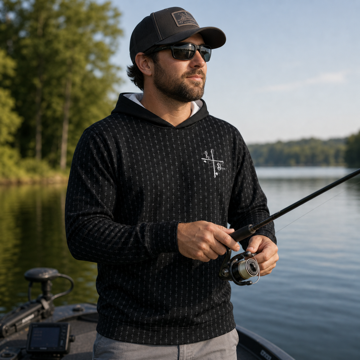 Black Cross Fishing Hoodie