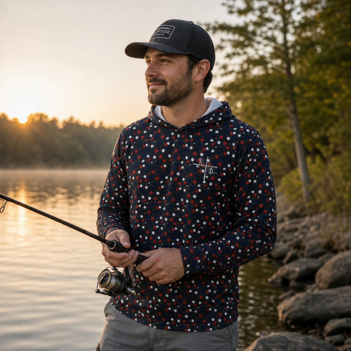 Black Splatter Paint Fishing Hoodie