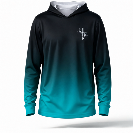Black Teal Fishing Hoodie