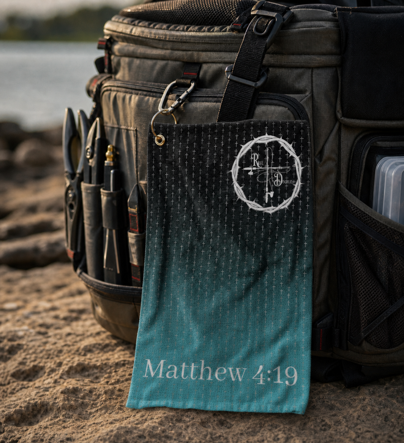 Black Teal Fishing Towel