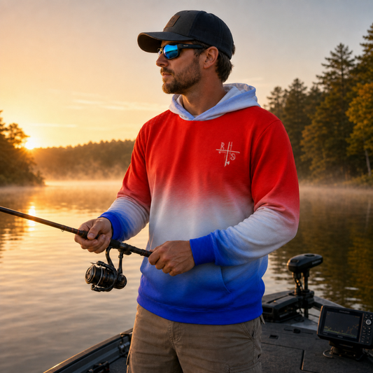 Red White and Blue with Cross Fishing Hoodie