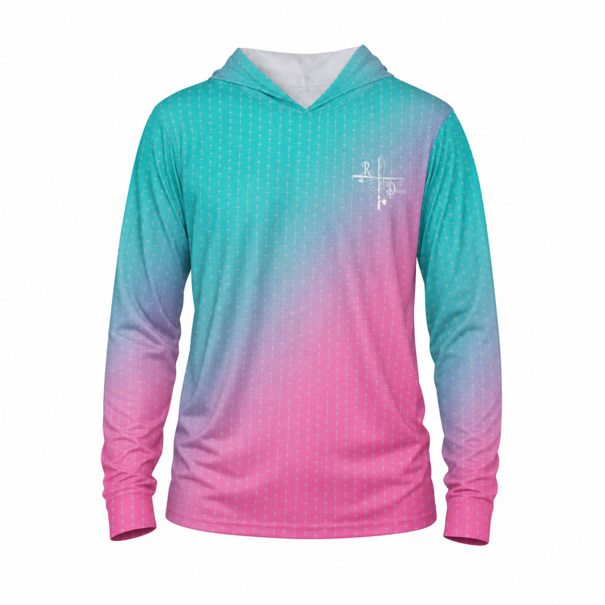 Teal-Pink Fishing Hoodie