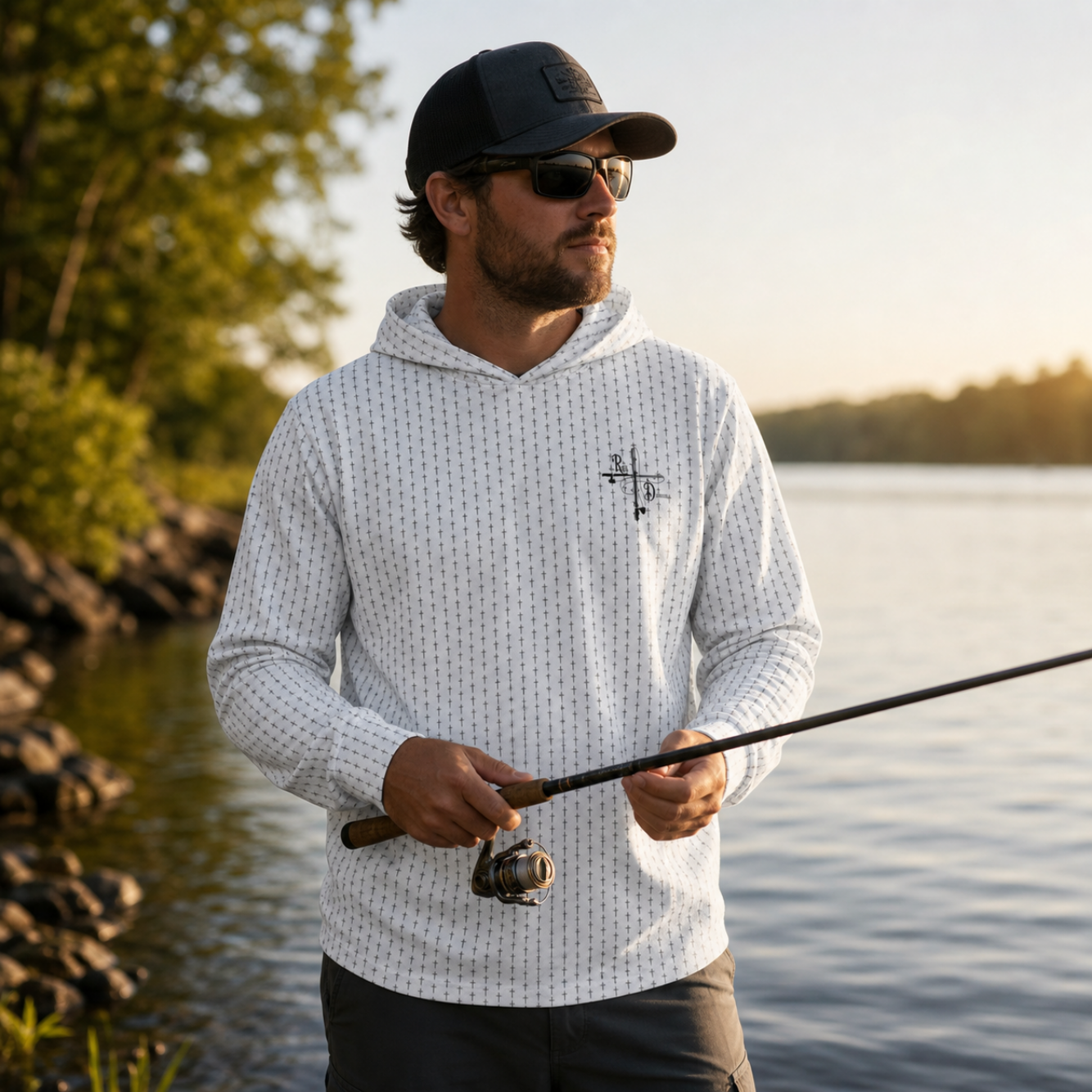 White Cross Fishing Hoodie