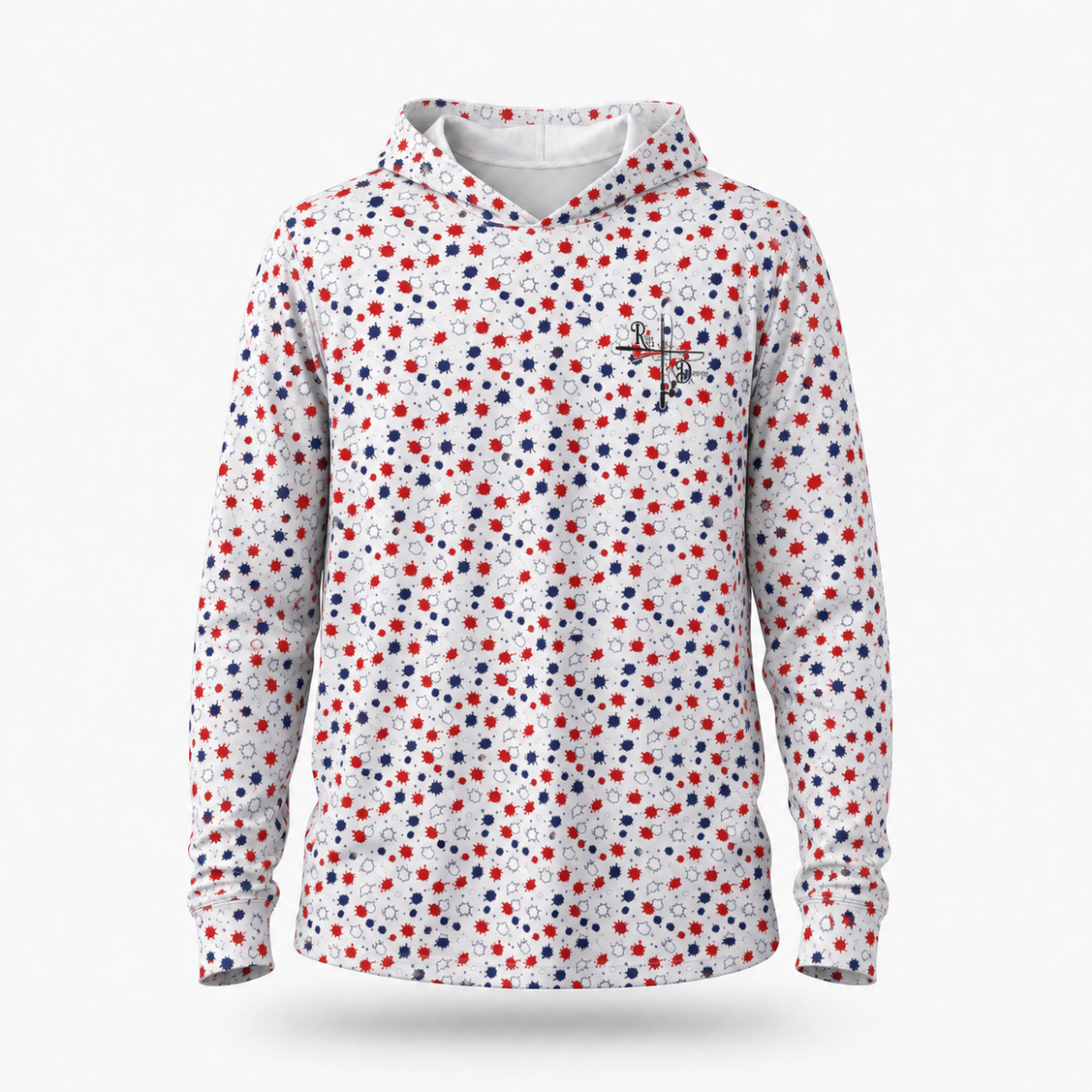 White Splatter Paint Fishing Hoodie