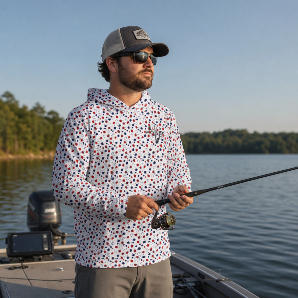 White Splatter Paint Fishing Hoodie